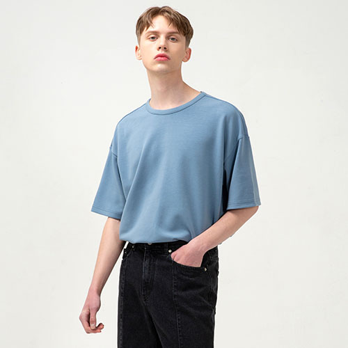 커스텀어클락 티셔츠 에센셜 오버핏 반팔 티셔츠 PASTEL BLUE COOSTS147P.BLUE
