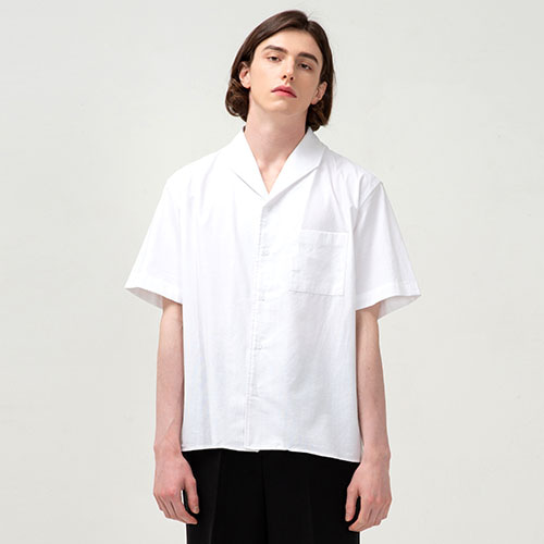 커스텀어클락 셔츠 윙 셔츠 오픈 칼라 숏슬리브 WHITE COOSSH142WHITE
