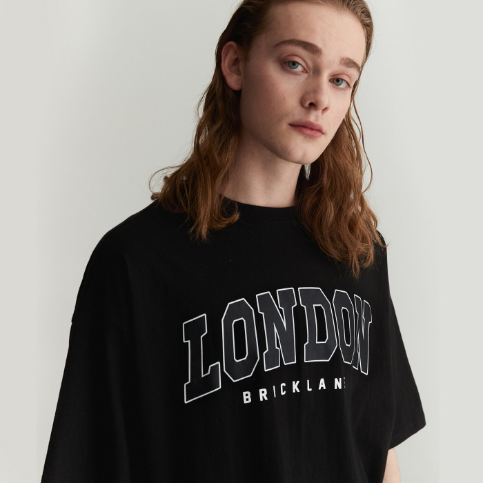 [친환경 오가닉 100%]오가닉 코튼 런던 브릭 레인 숏 슬리브 티셔츠 블랙 COOSTS220BLACK