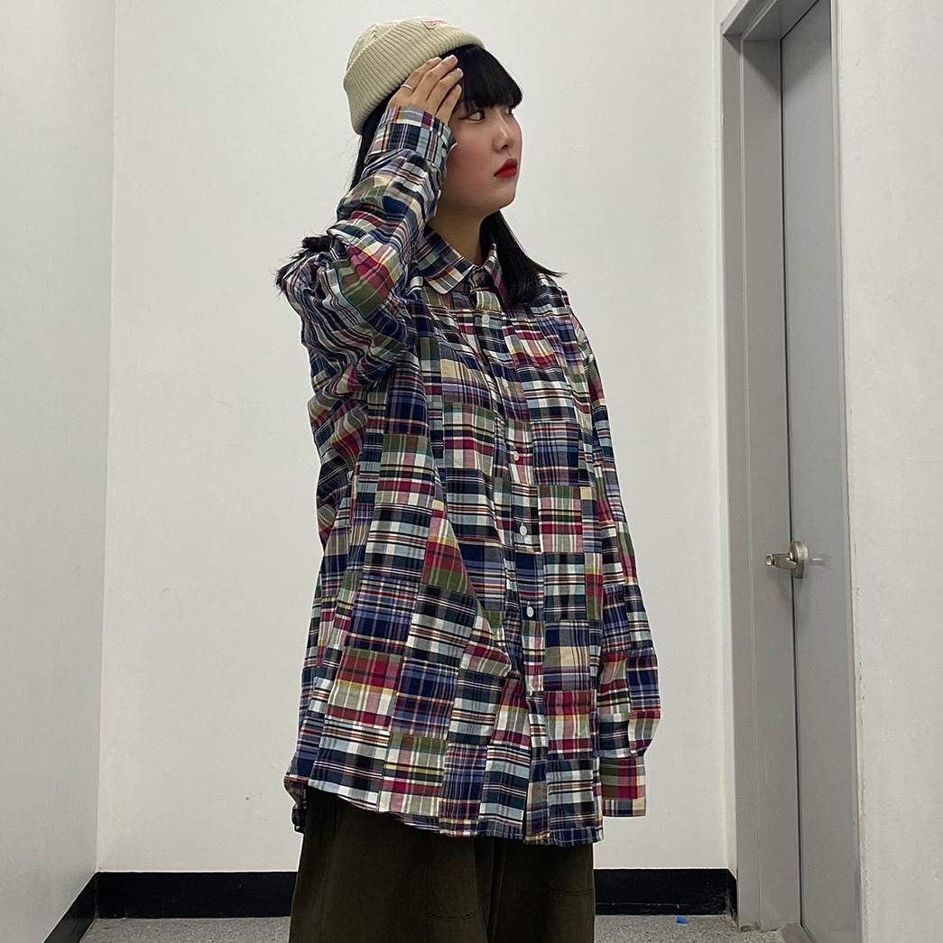 OVER FIT PATCHWORK SHIRTS MIX