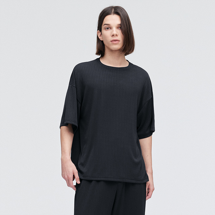 [5Day-SALE]리버드 숏 슬리브 티셔츠 로우블랙 COOSTS240R.BLACK