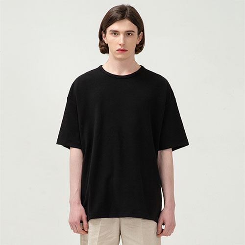 [5Day-SALE]커스텀어클락 티셔츠 에센셜 오버핏 반팔 티셔츠 BLACK COOSTS147BLACK